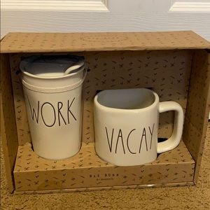 Rae Dunn Work/Vacay tumbler mug set
